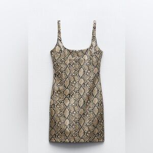 ZARA faux leather snakeskin print mini dress!!!!